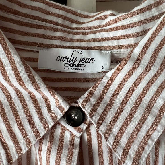 CJLA Rust Striped Shirt Dress - Picture 2 of 7